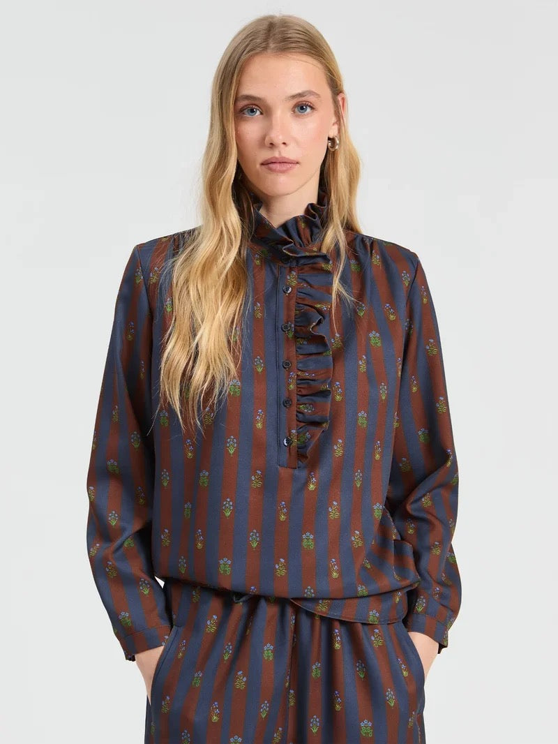 Raya Floral Marron Marino Tops
