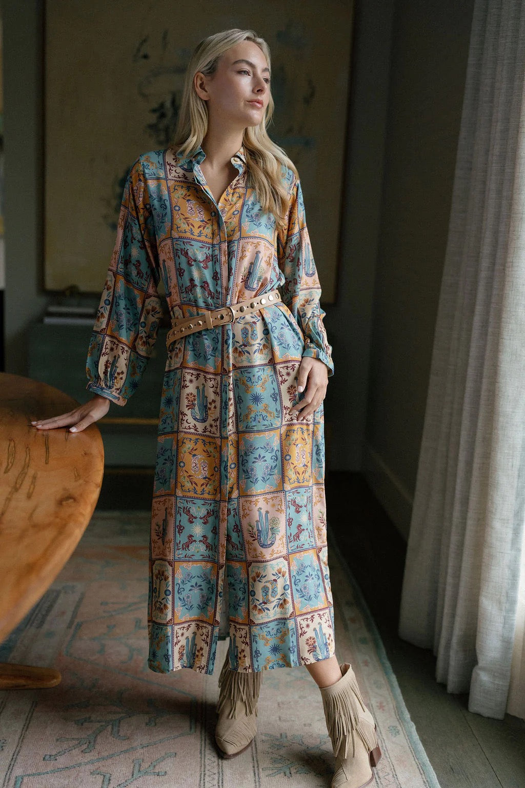 Sienna Western Shirt Dress | Women's Viscose Maxi Dress