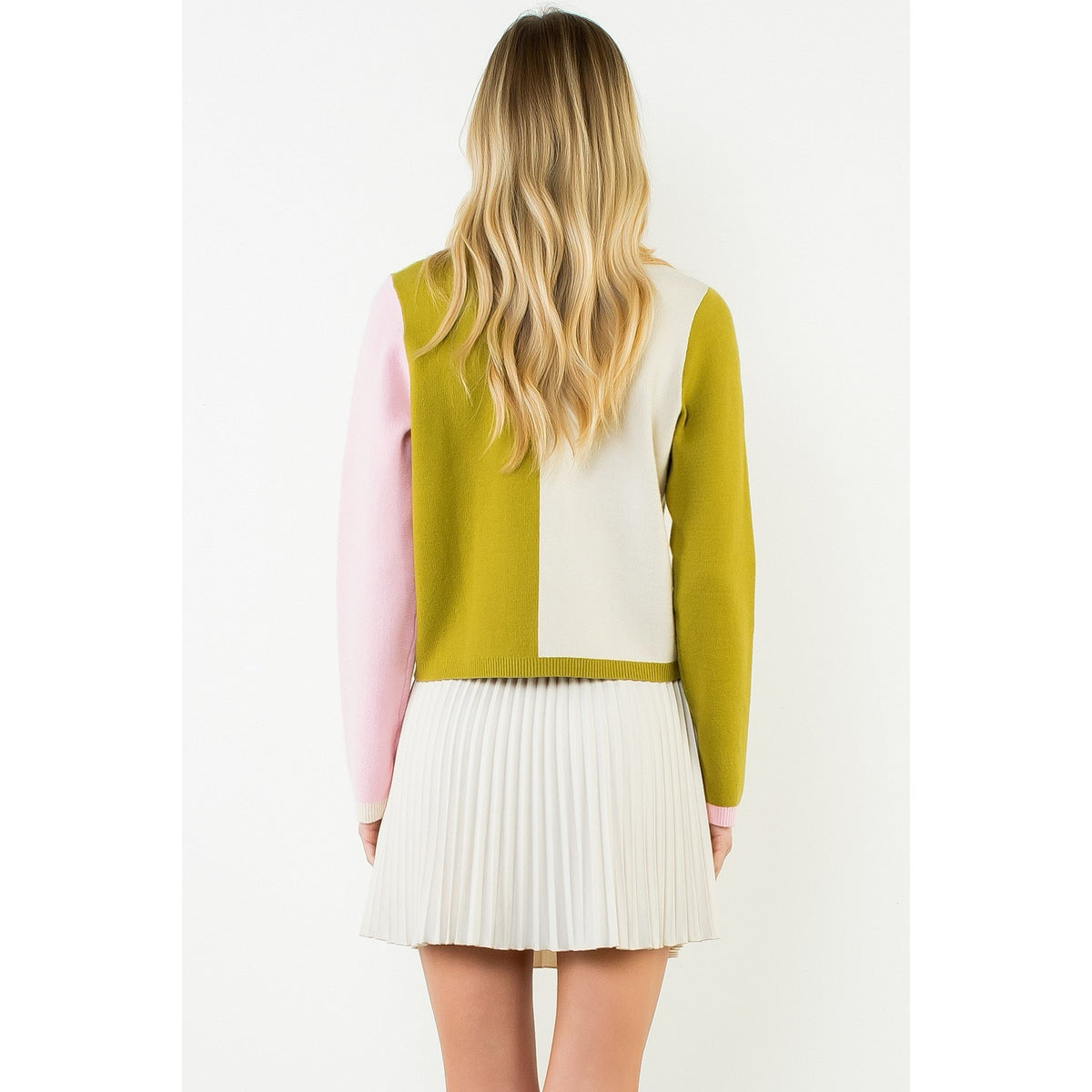 Long Sleeve Color Block Cardigan Sweater