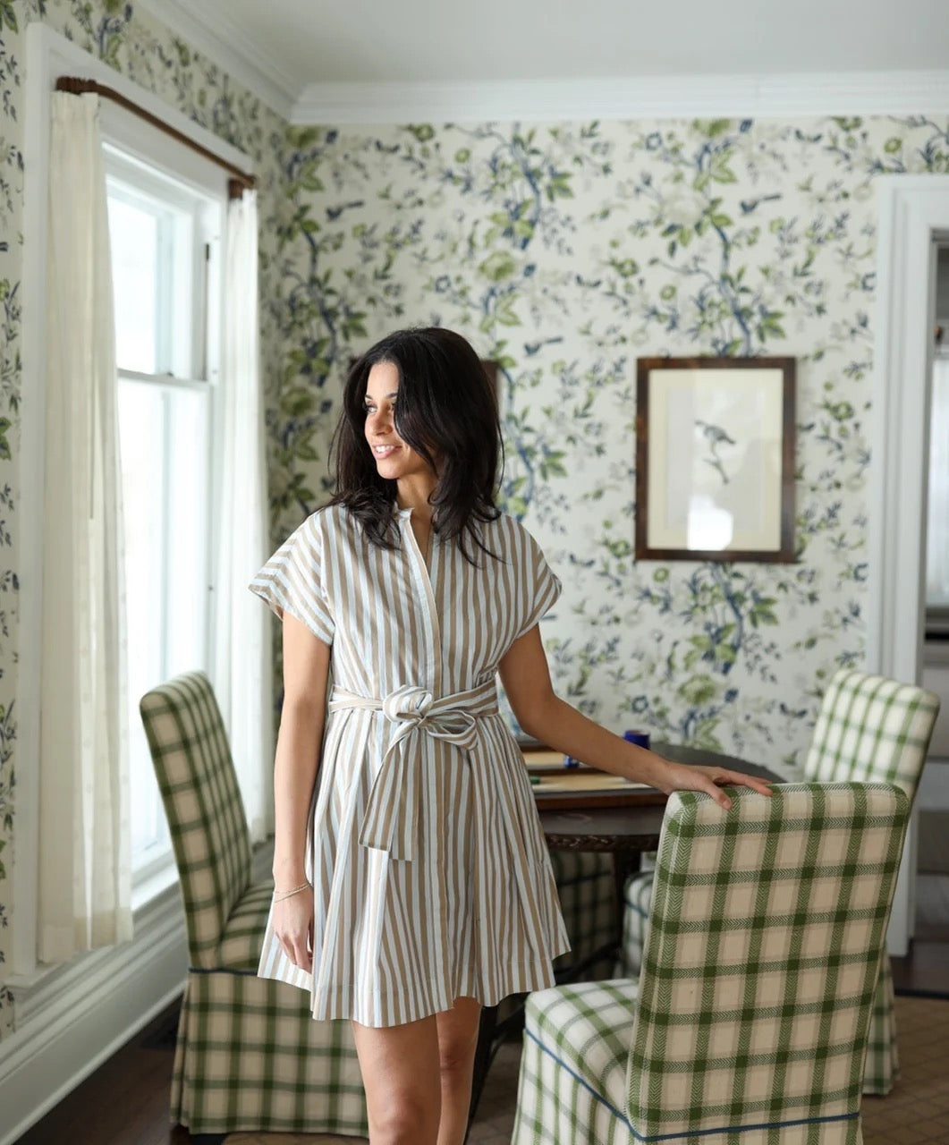 Winnie Dress- Brown Stripe