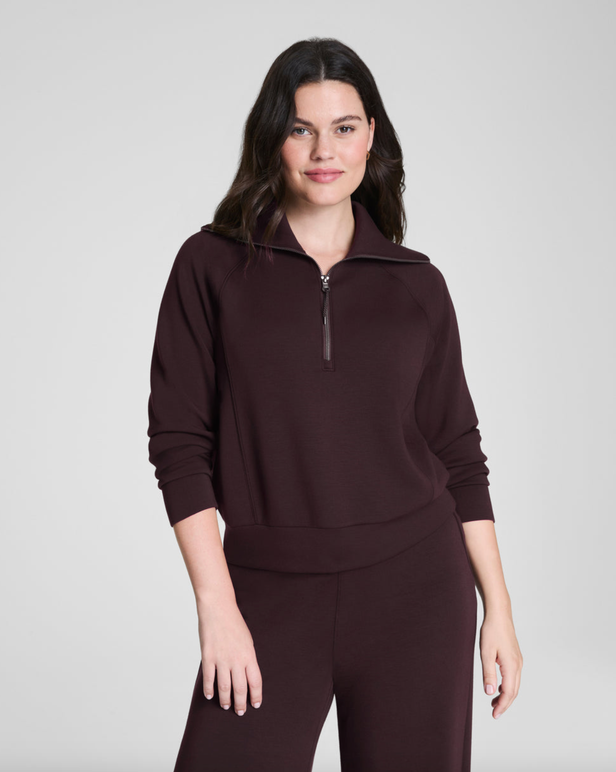 SPANX Half Zip- Dark Cacao