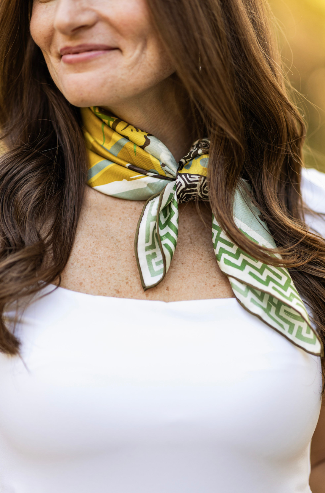 Chartreuse Quail Pair - Double-Sided Silk Scarf