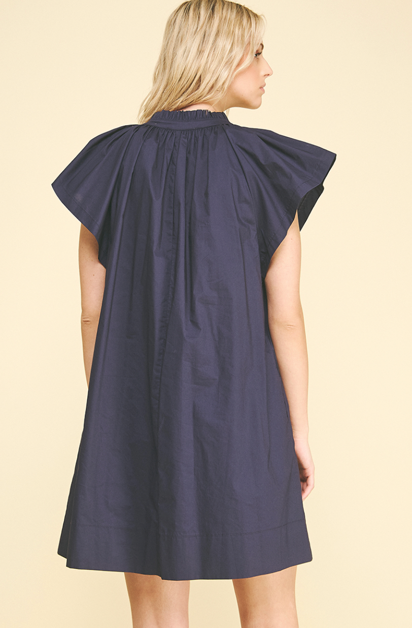 RUFFLE DETAILED TUNIC MINI DRESS