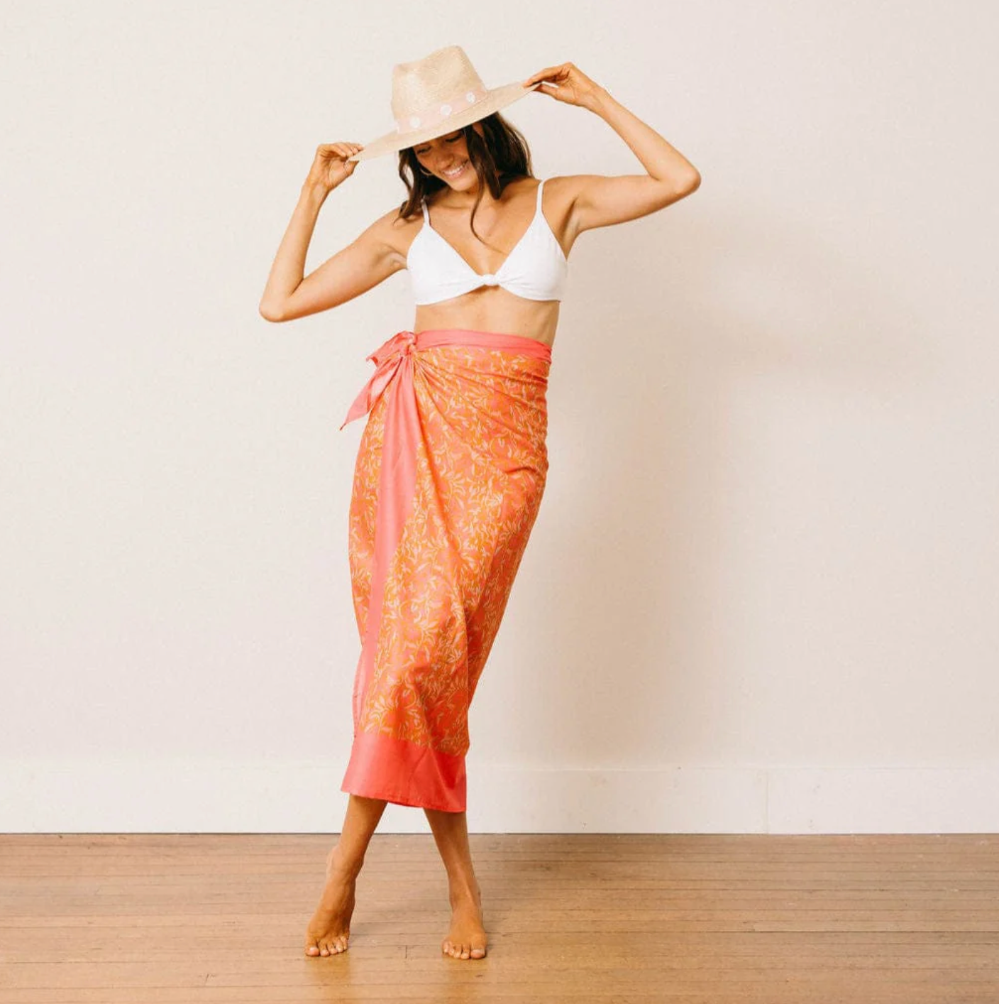 PINK FOLK FLORAL SARONG