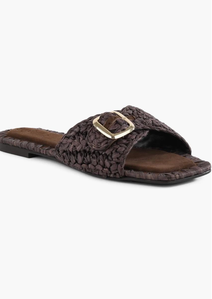 Morning Brunch Raffia Sandals - Chocolate