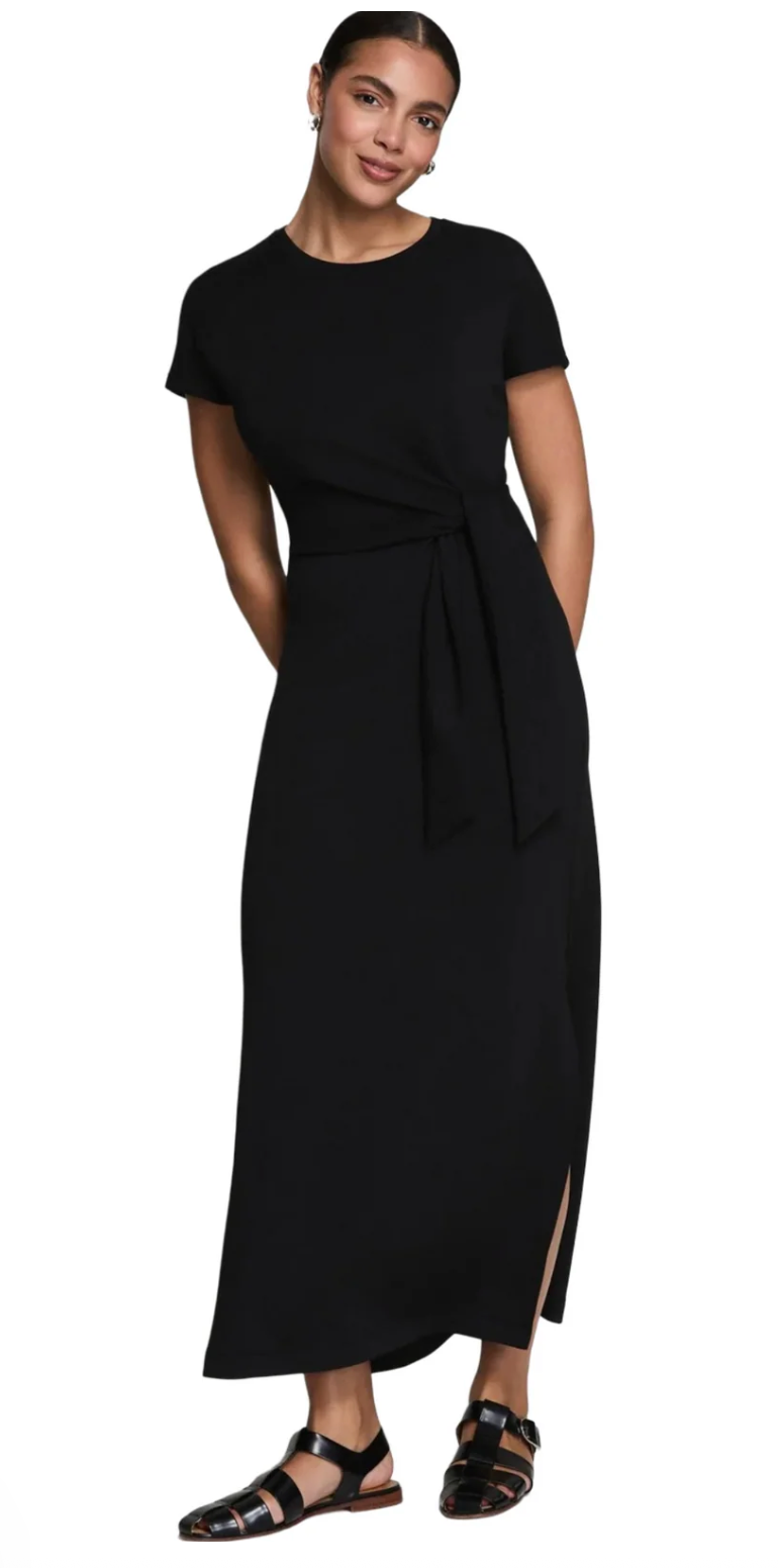 Collarded Tie Waist Midi Dress