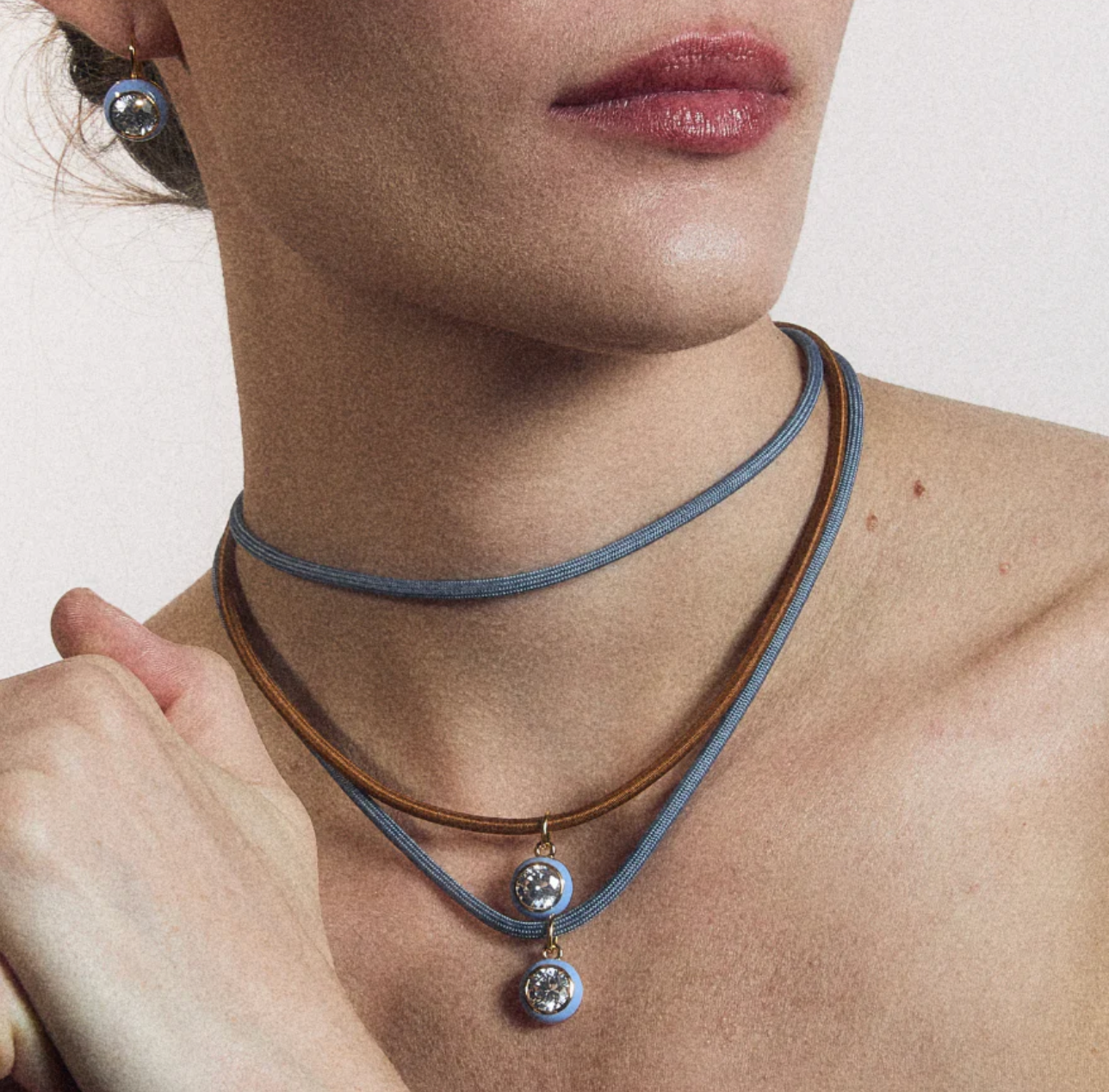 HART red cord Blue Enamel Bezel Charm