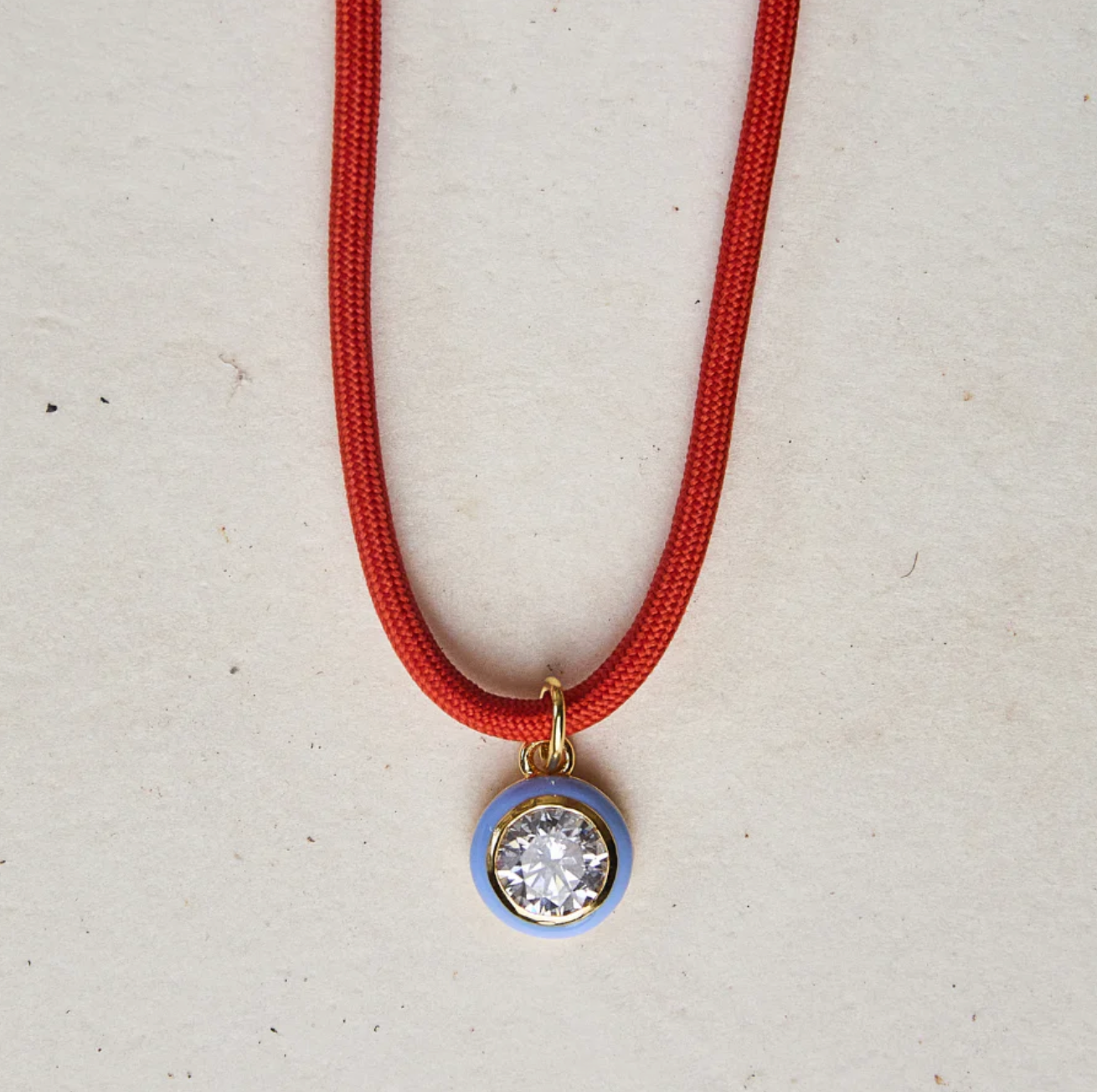 HART red cord Blue Enamel Bezel Charm