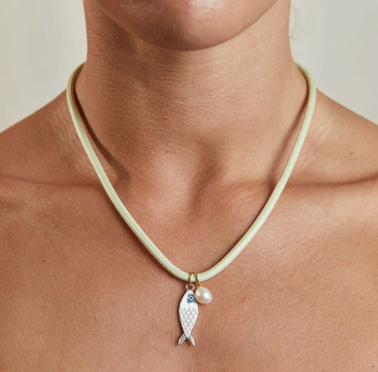 HART green cord Silver Fish Charm