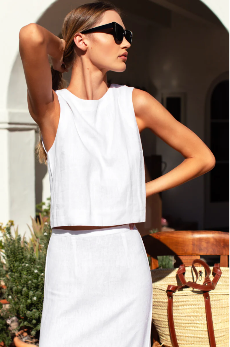 STUDIO BOXY TOP - IVORY LINEN