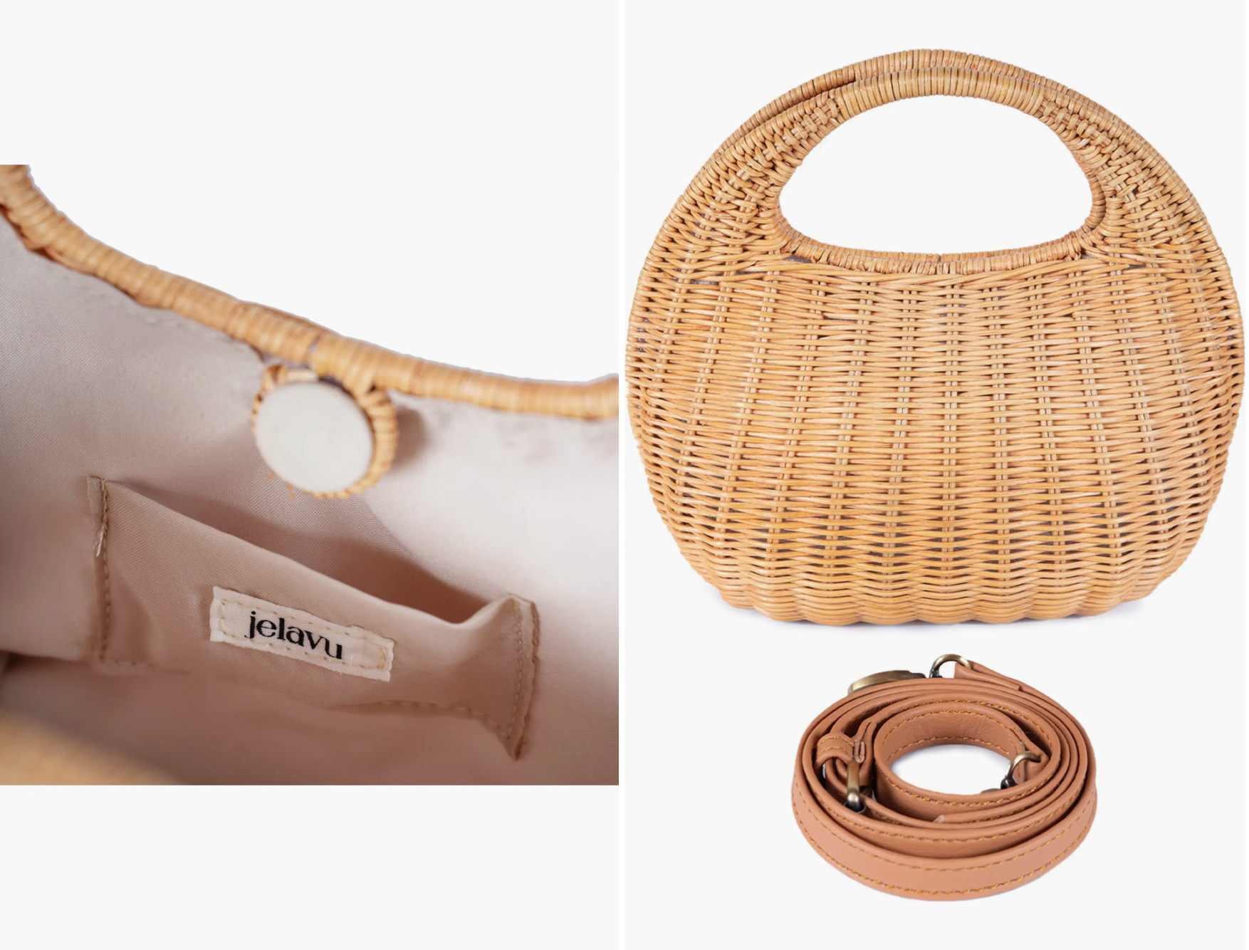 Jelavu Ayla Woven Rattan Top Handle Bag