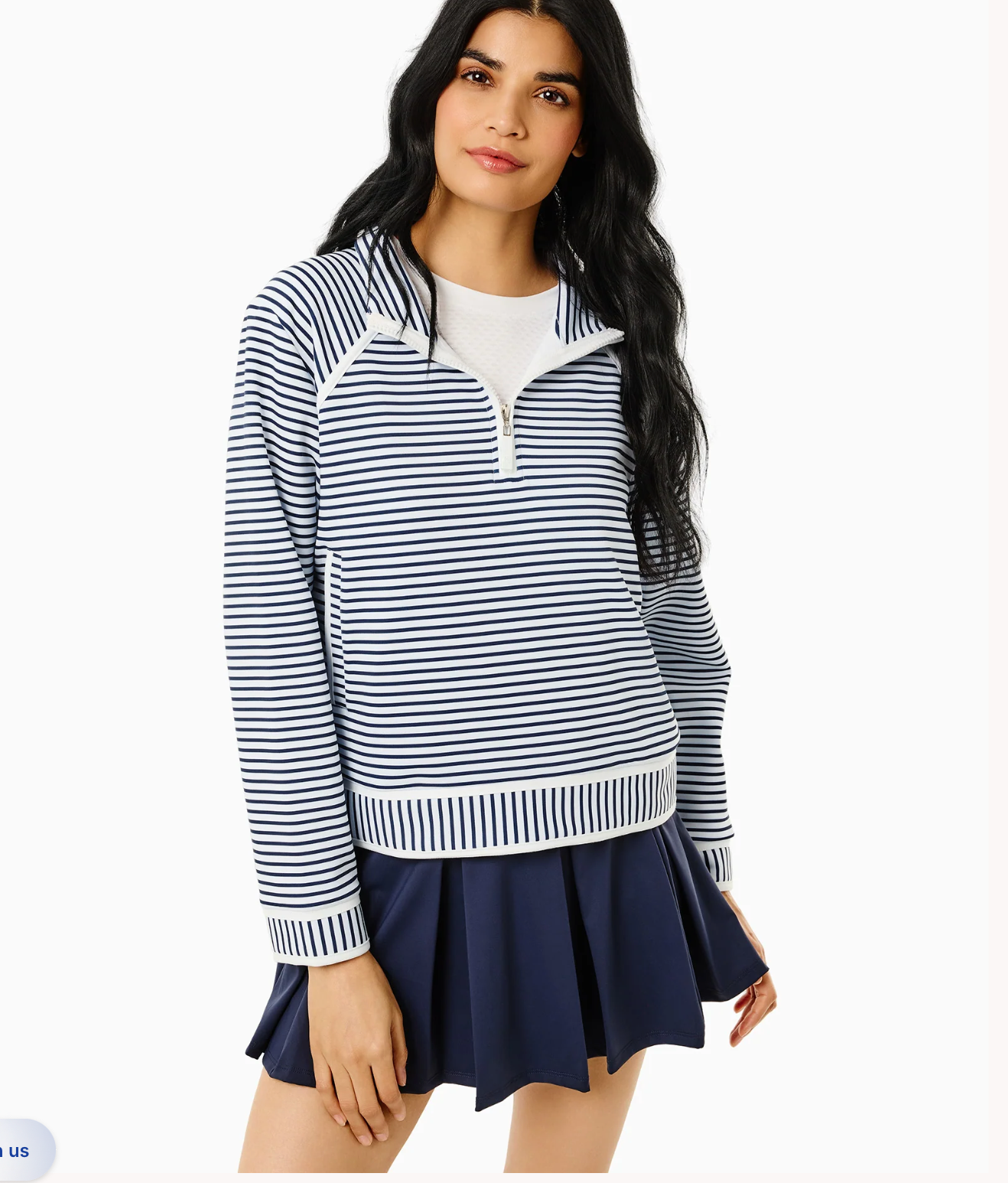Scuba Light Bainbridge Quarter Zip Sweatshirt - Super White/ Navy Stripe