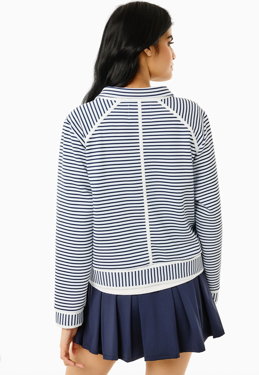 Scuba Light Bainbridge Quarter Zip Sweatshirt - Super White/ Navy Stripe