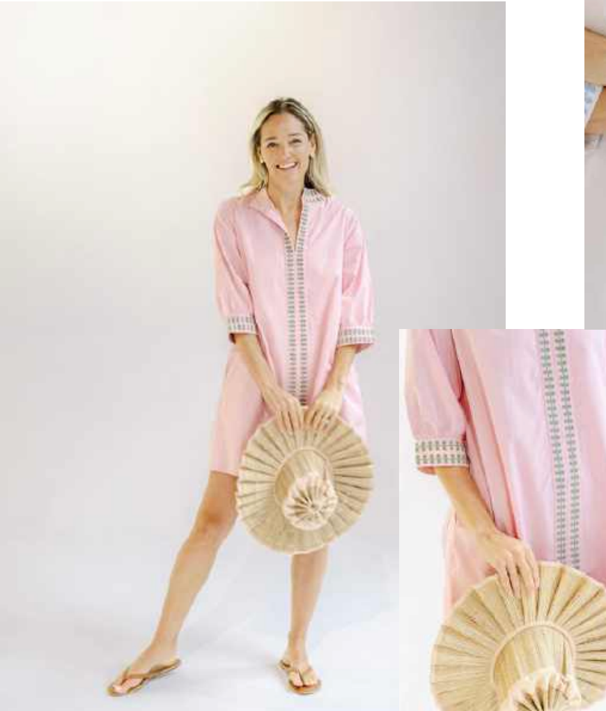 Campbell Dress- Pink with Green