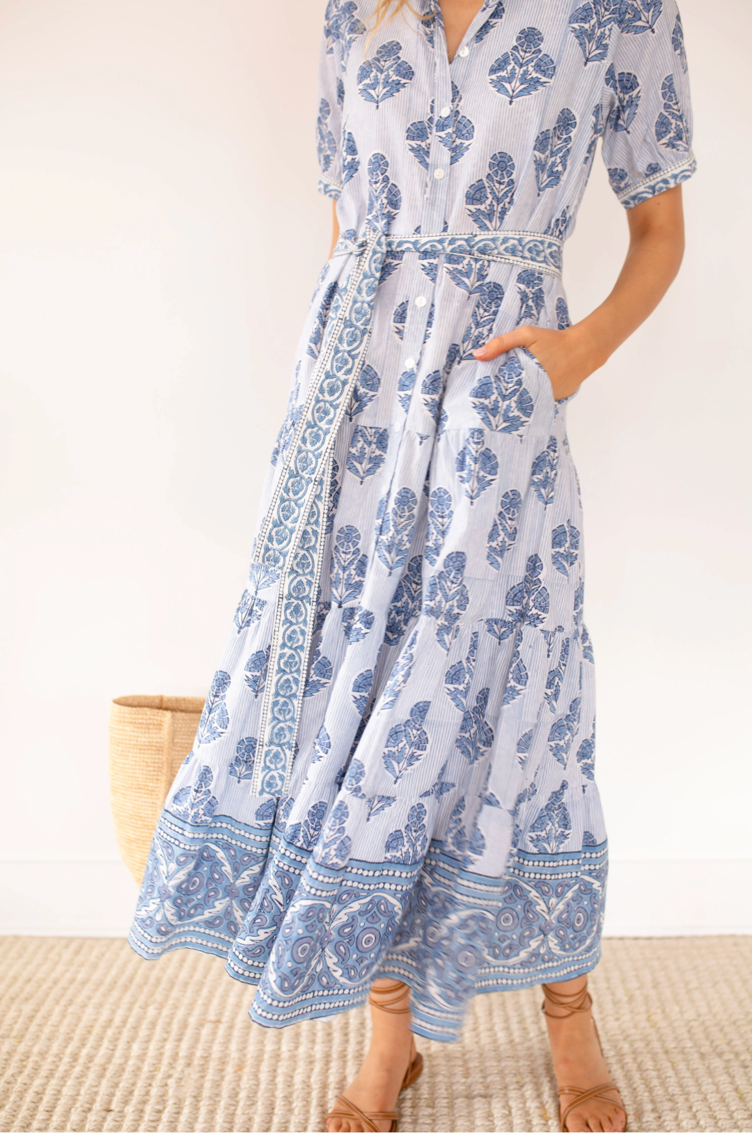Indigo Striped Hollyhock Dress