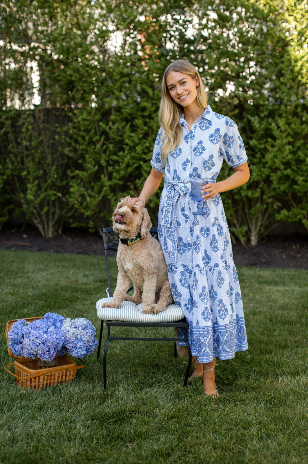 Indigo Striped Hollyhock Dress