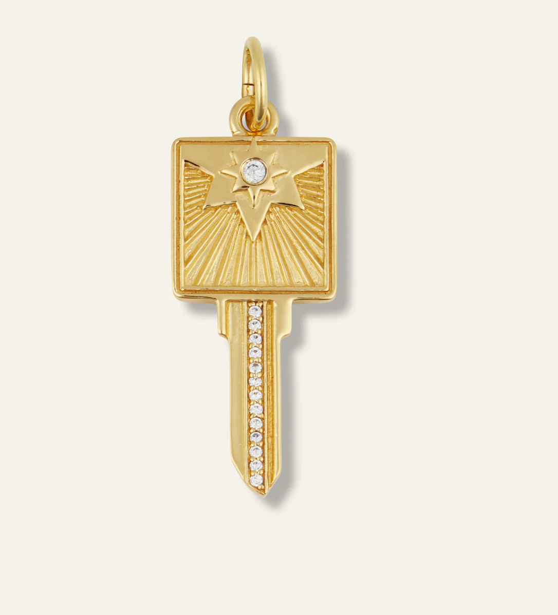 Gold Cord Compass Key Charm necklace