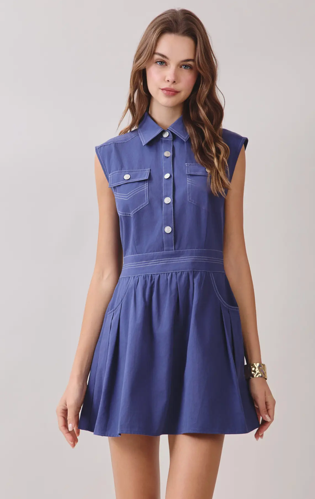 Pocket Button Shirt Dress