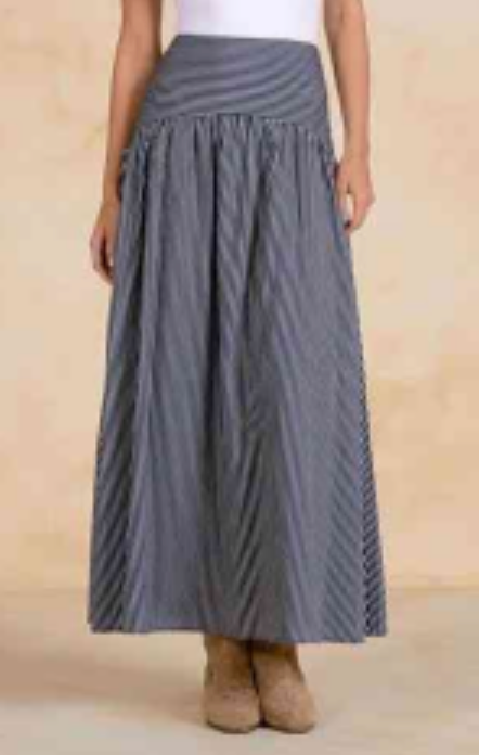 Blue Pinstripe Midi Skirt
