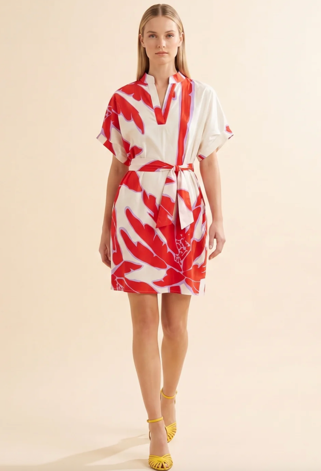 Marjorie Dress- Monstera Red