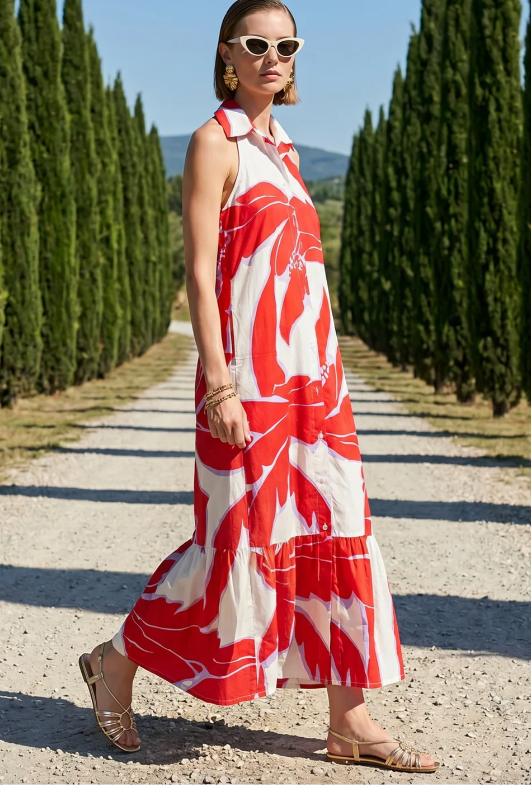 Bettina Halter Button Down Maxi Dress