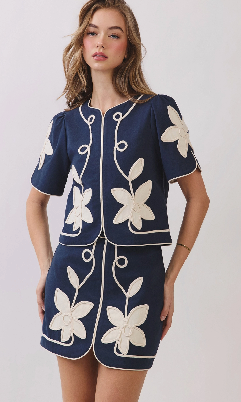 Navy Mini Floral Skirt