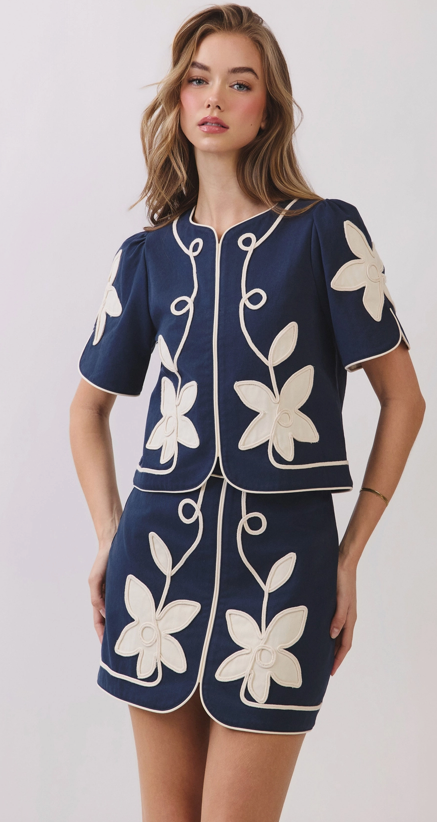 Navy Floral Top