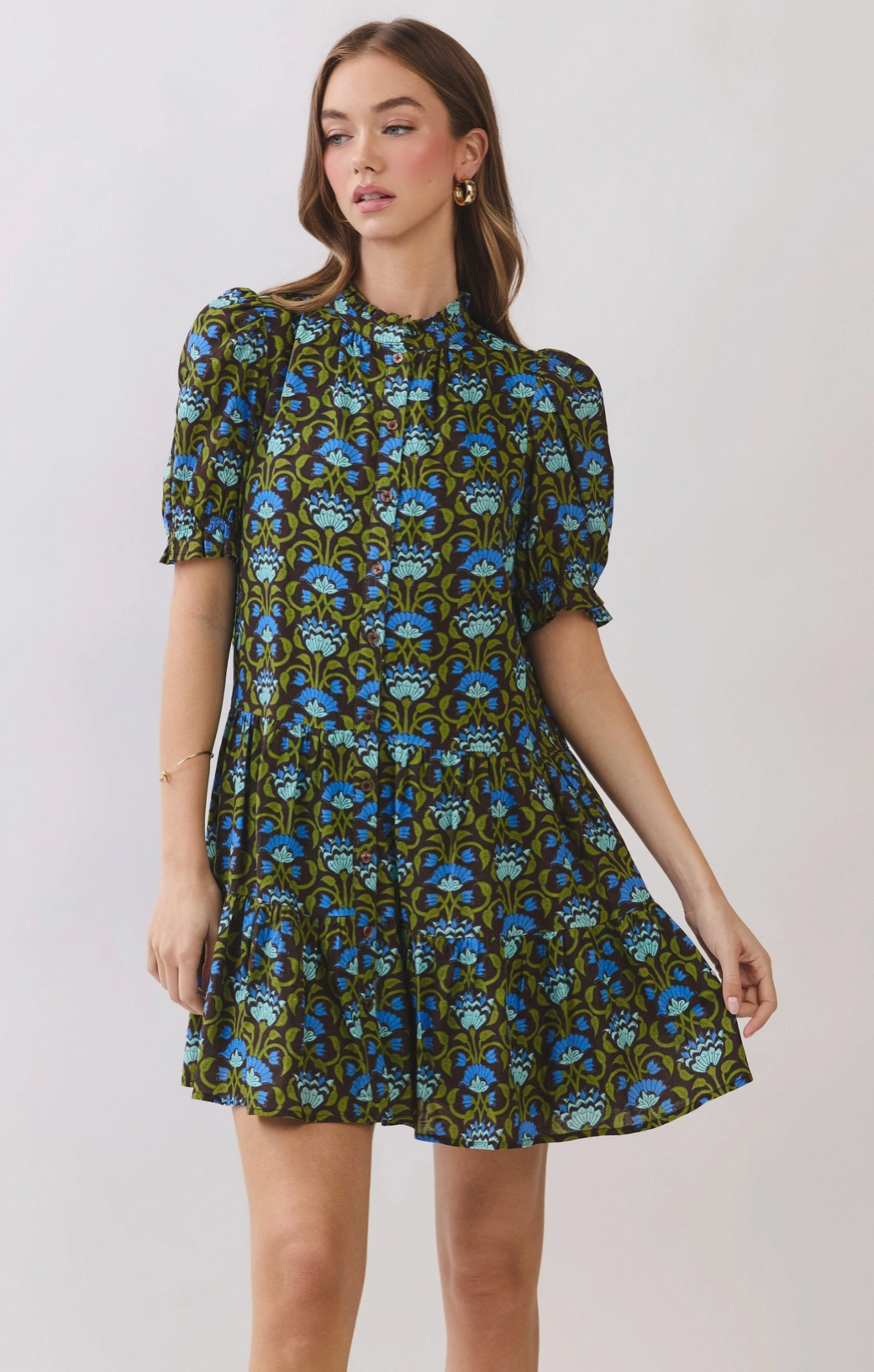 Puff Sleeve Floral Mini Dress
