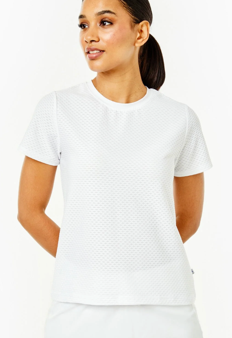 Active Mesh Walnut Short Sleeve Top - Super White