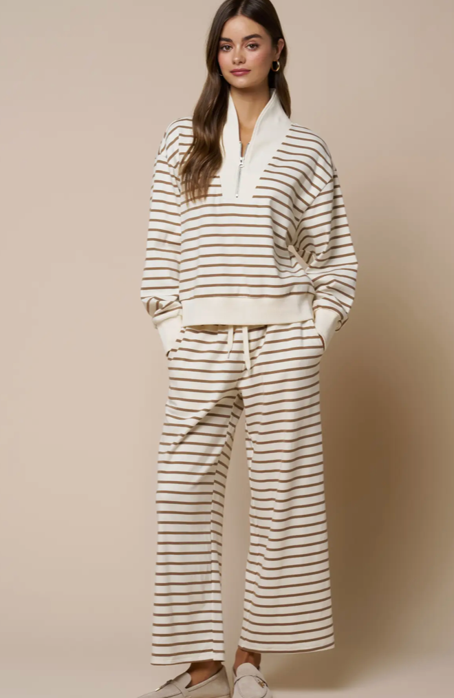 Stripe Wide Leg Knit Pants
