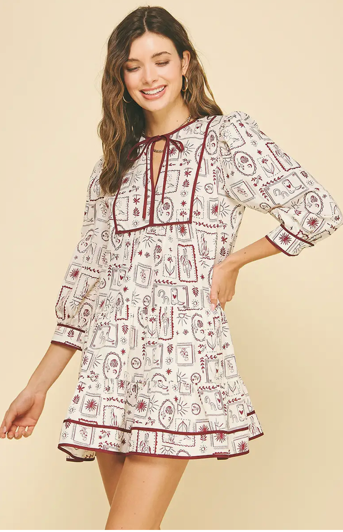 Red Print Mini Dress
