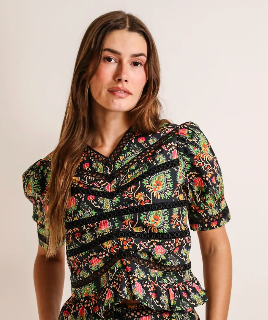 Embroidered Paisley Top