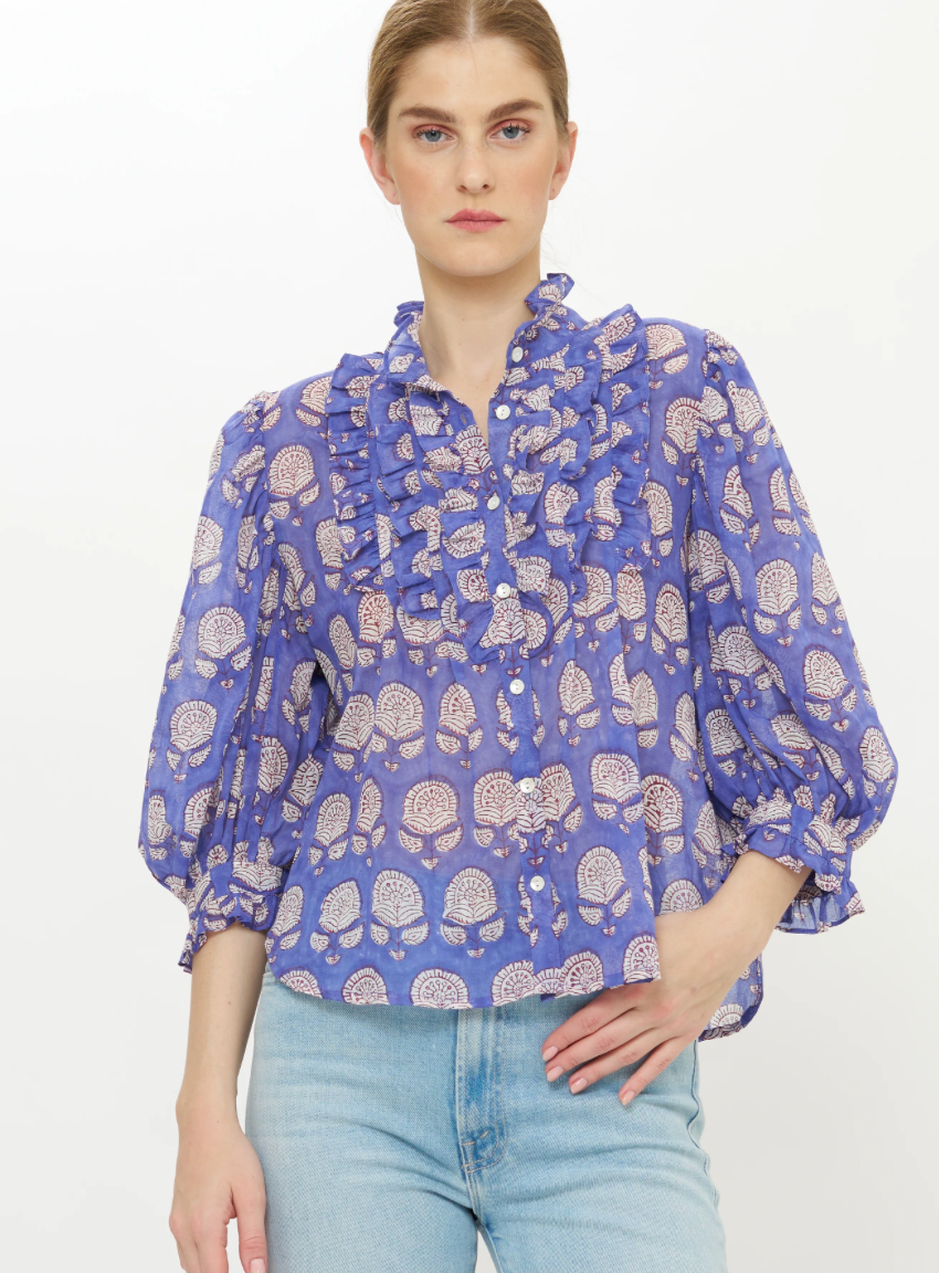 Ruffle Front Button Blouse