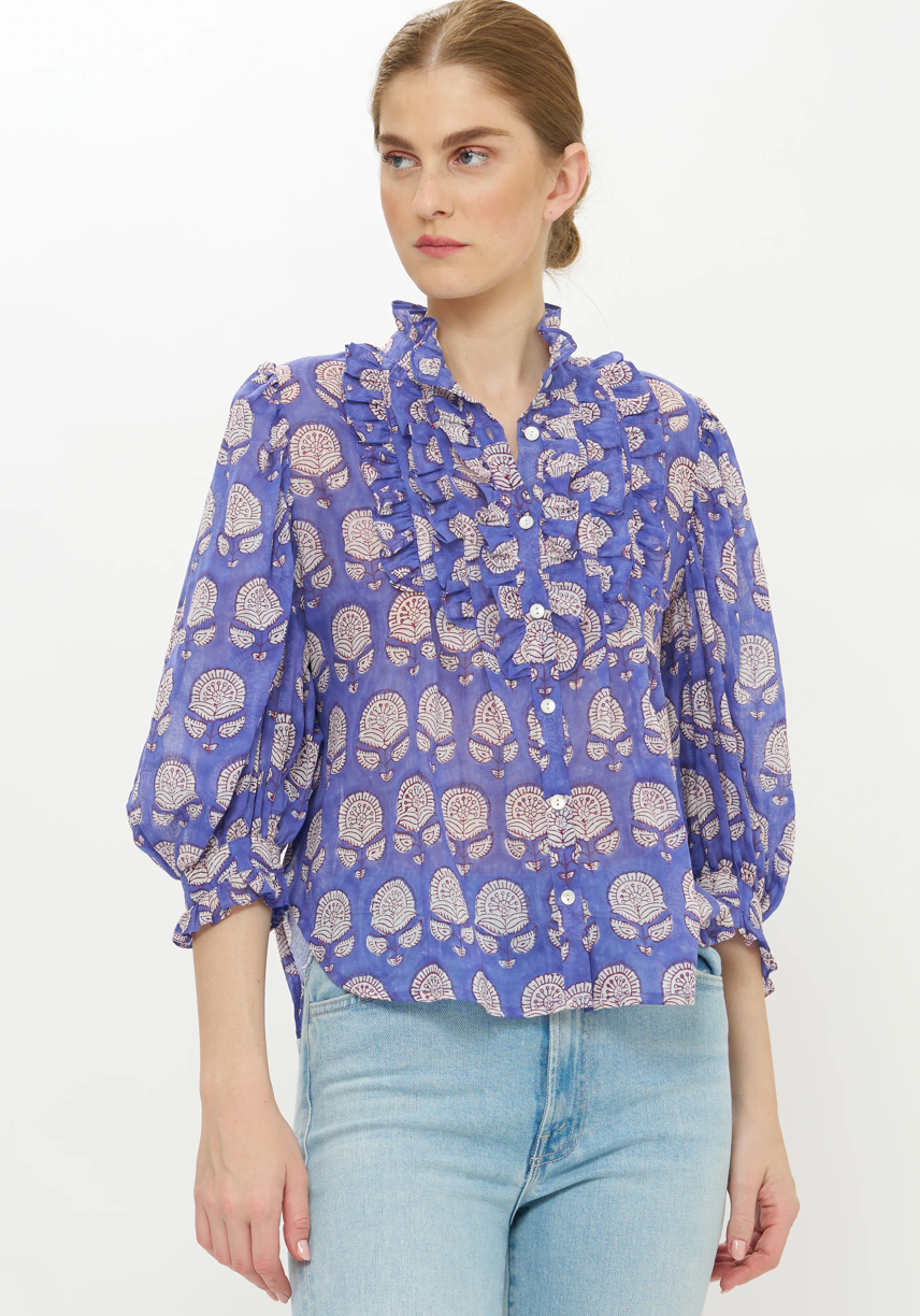 Ruffle Front Button Blouse