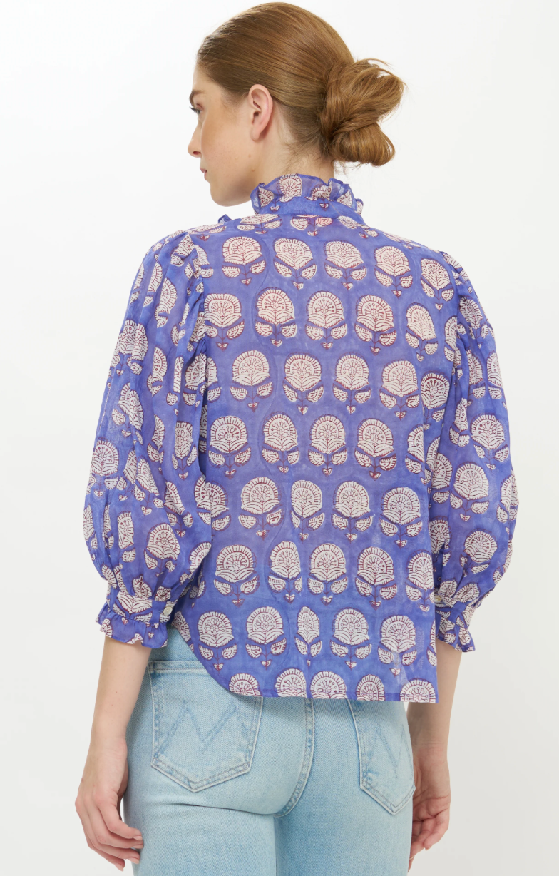 Ruffle Front Button Blouse