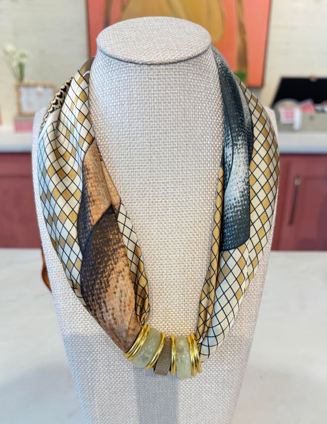 Neutral Scarf Necklaces