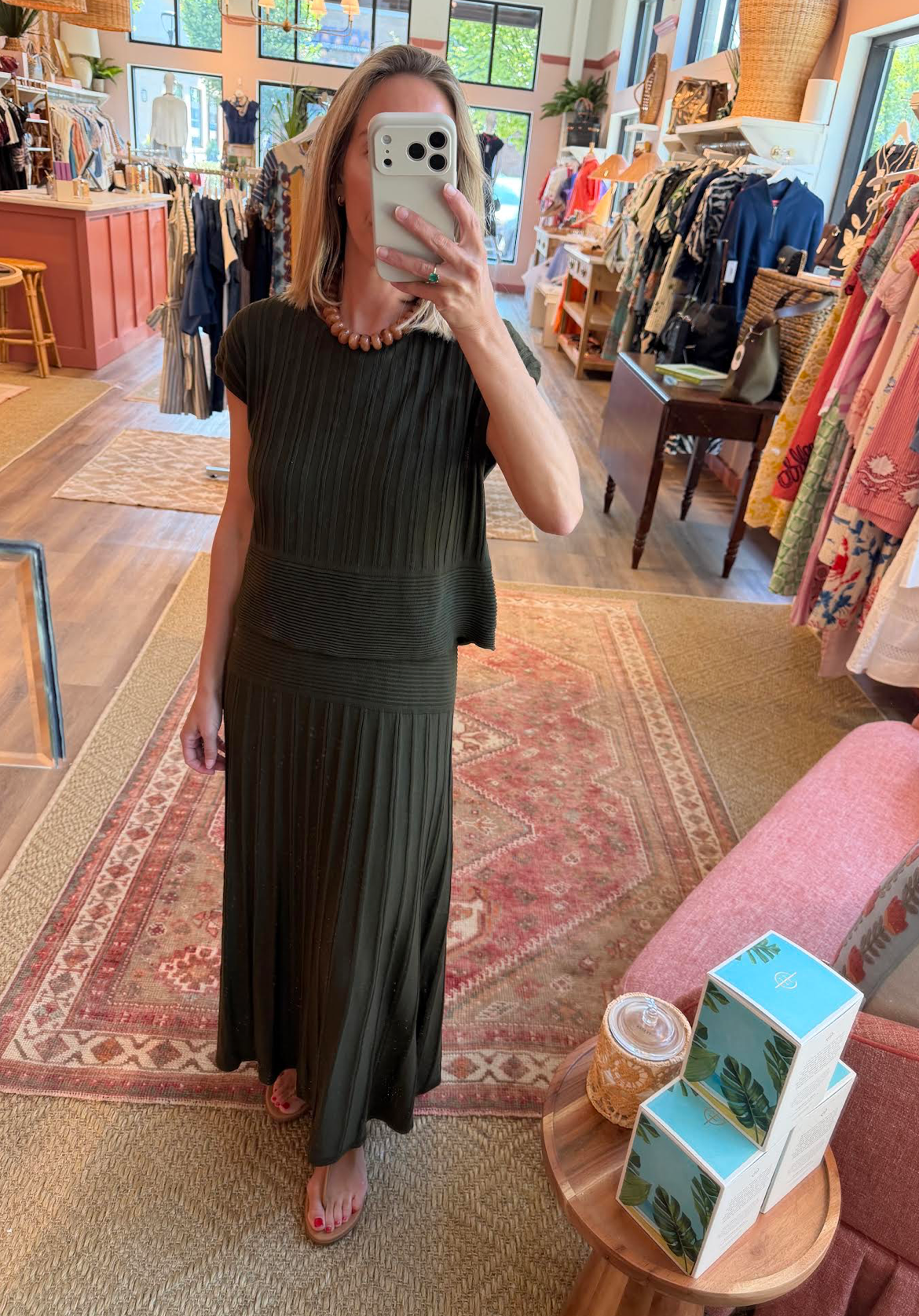 Olive Knit Maxi Dress