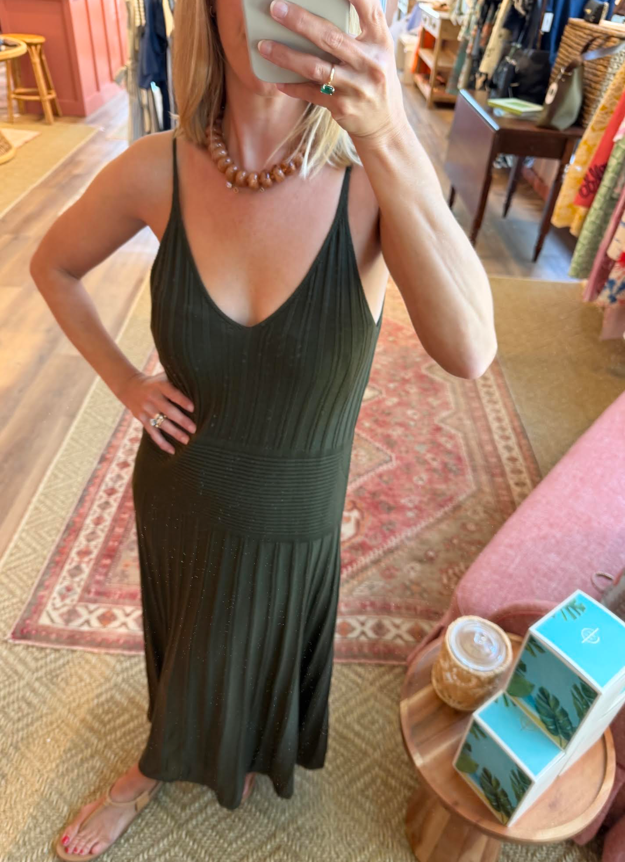 Olive Knit Maxi Dress