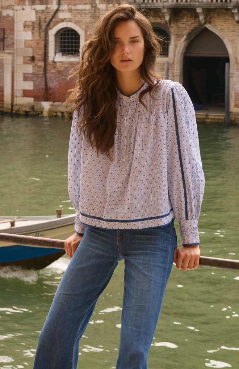 Cordelia Top- Lyon Blue