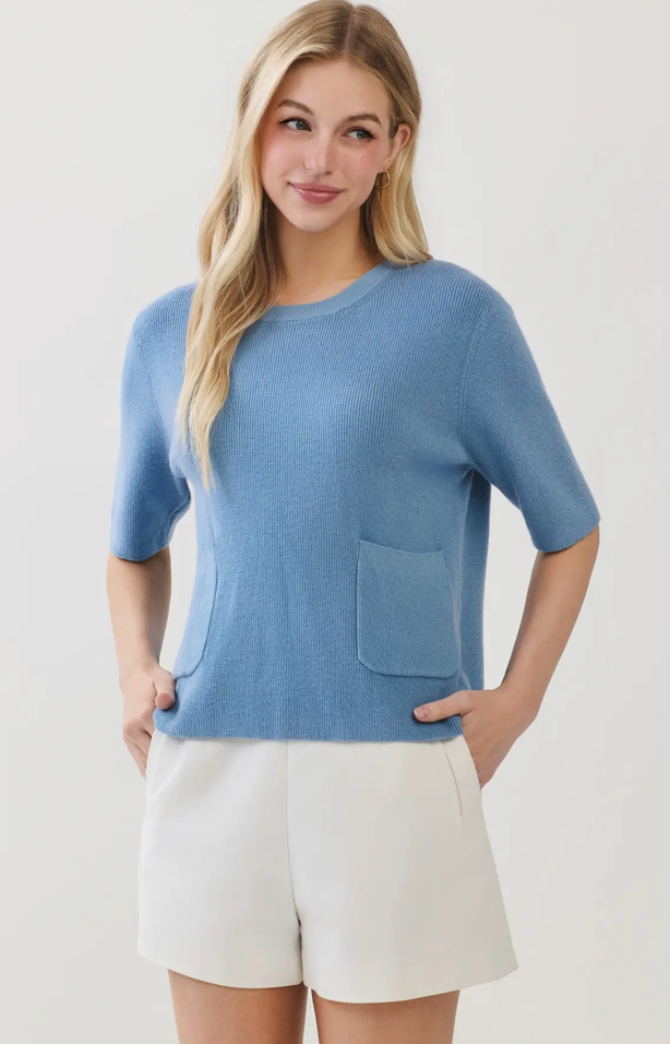 Crew Neck Sweater with Front Pocket