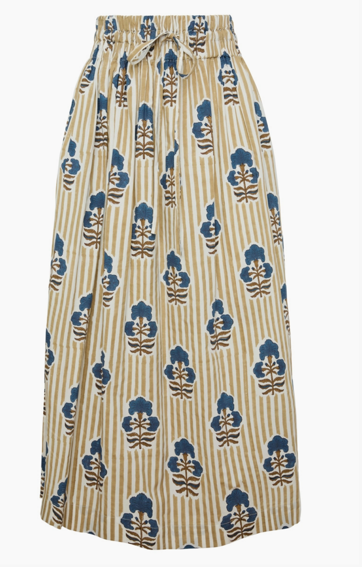 Newport Skirt Khaki Stripe Brown Navy Flower