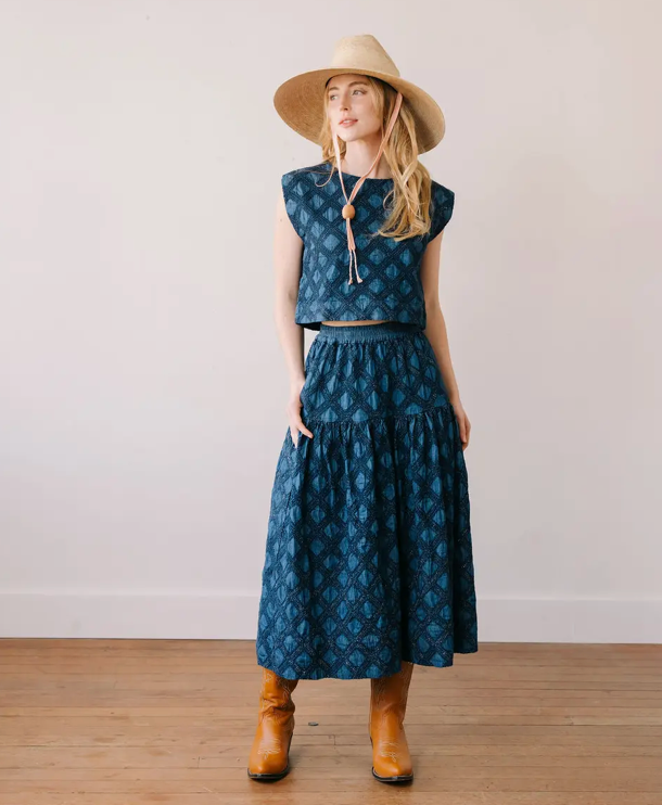 Denim Eyelet Collette Skirt