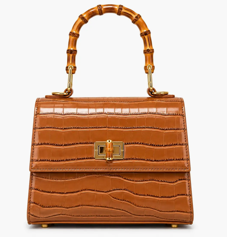 Tan Bamboo Handle Bag