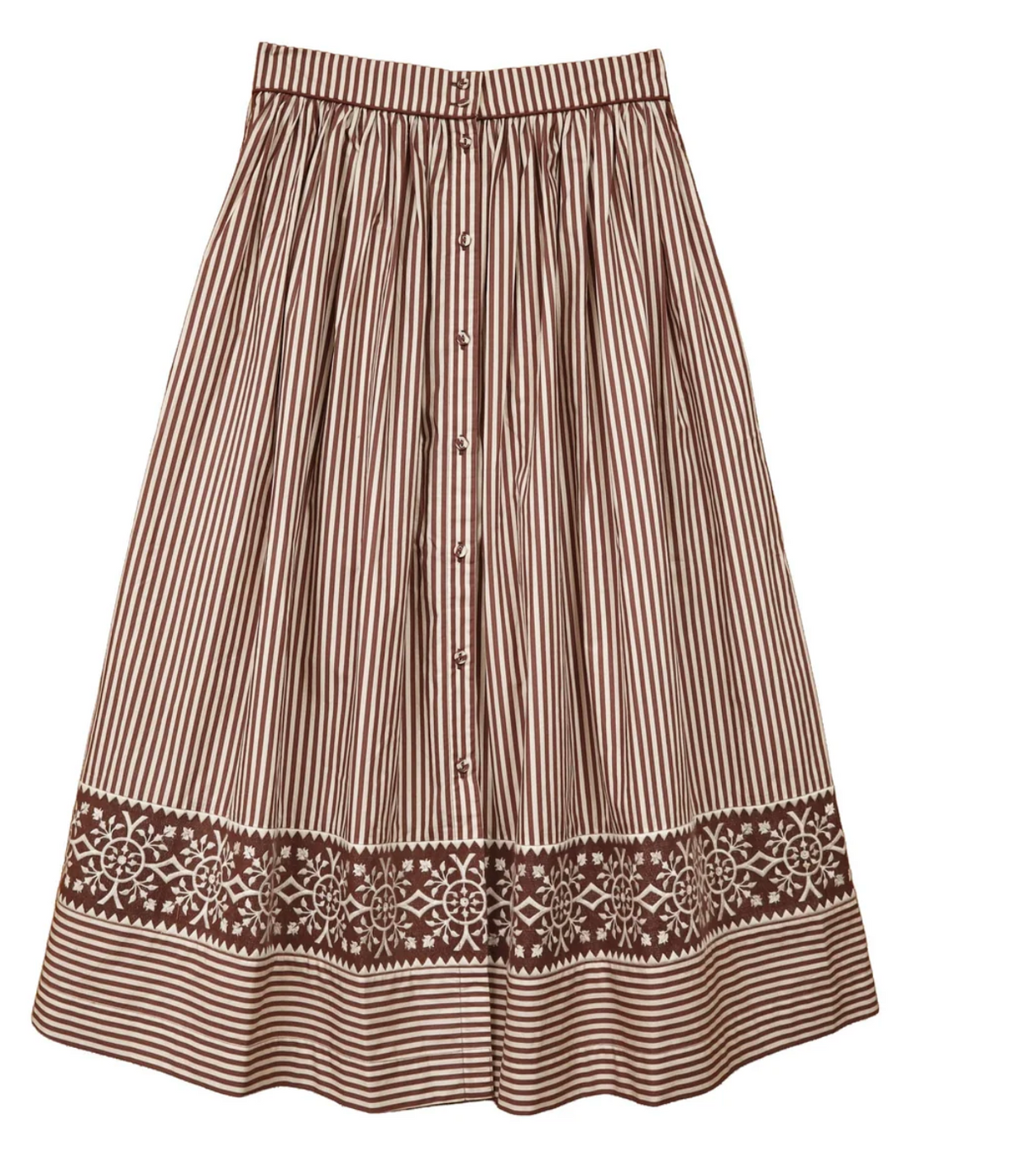 Colette Midi Skirt- Brown Stripes