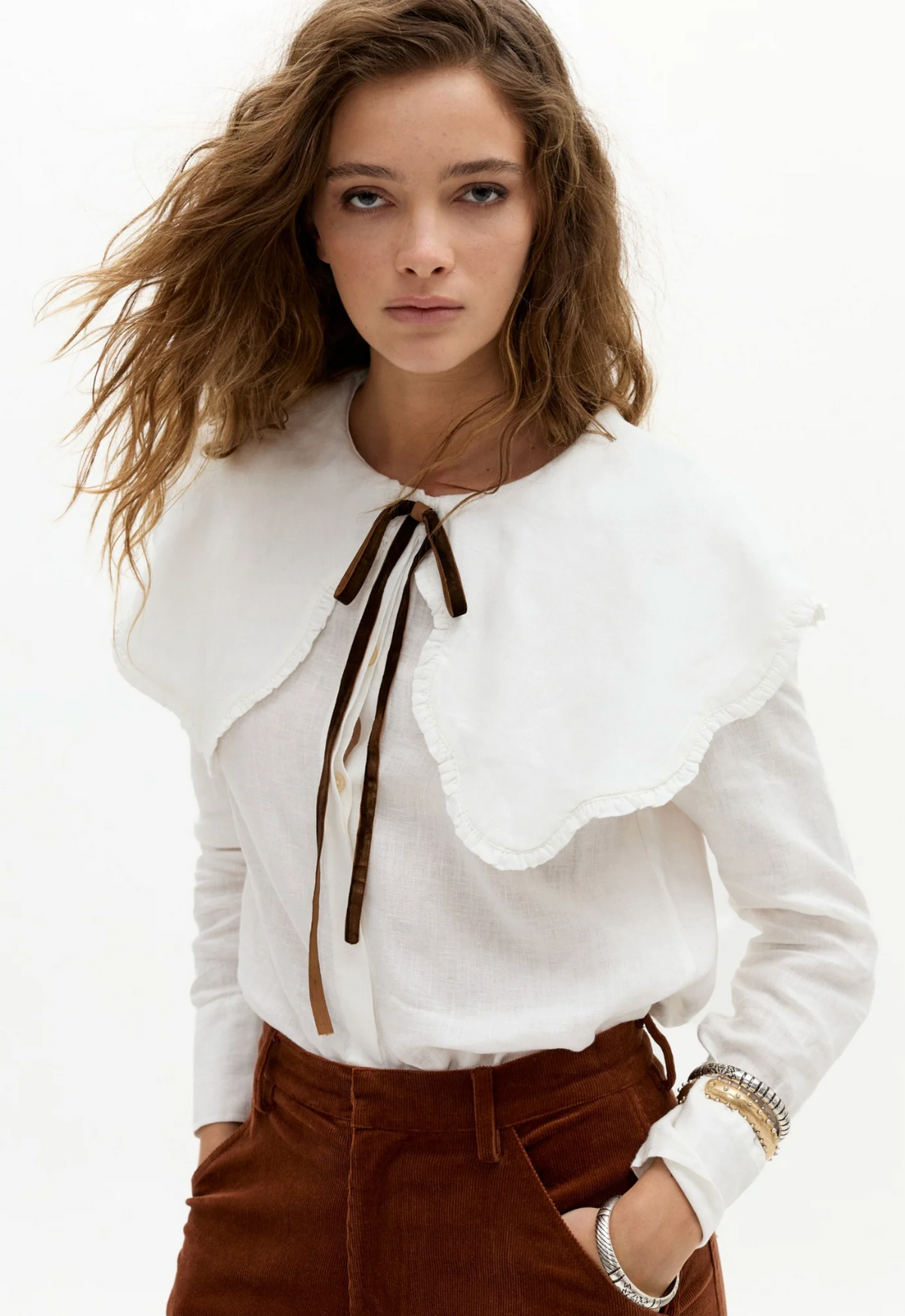 Aurelia Linen Top- Off White