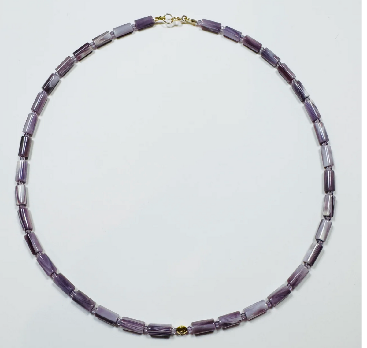 Tube Wampum Necklace with Diamond Bead