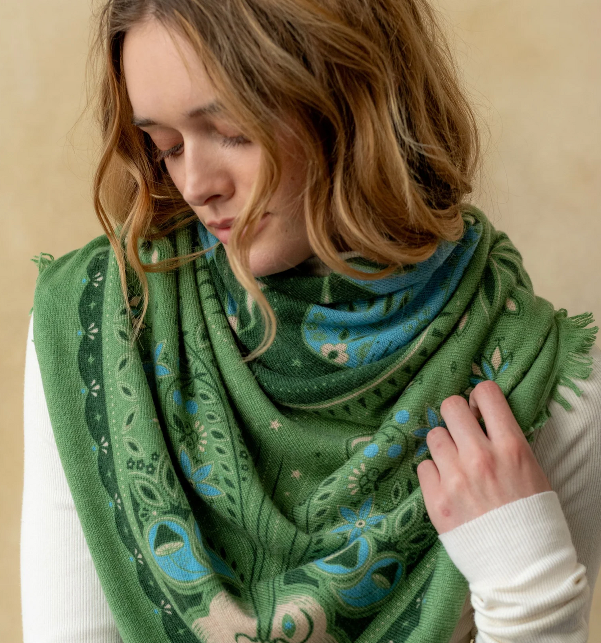 Celestial Bird Cashmere Bandana Sweater Wrap