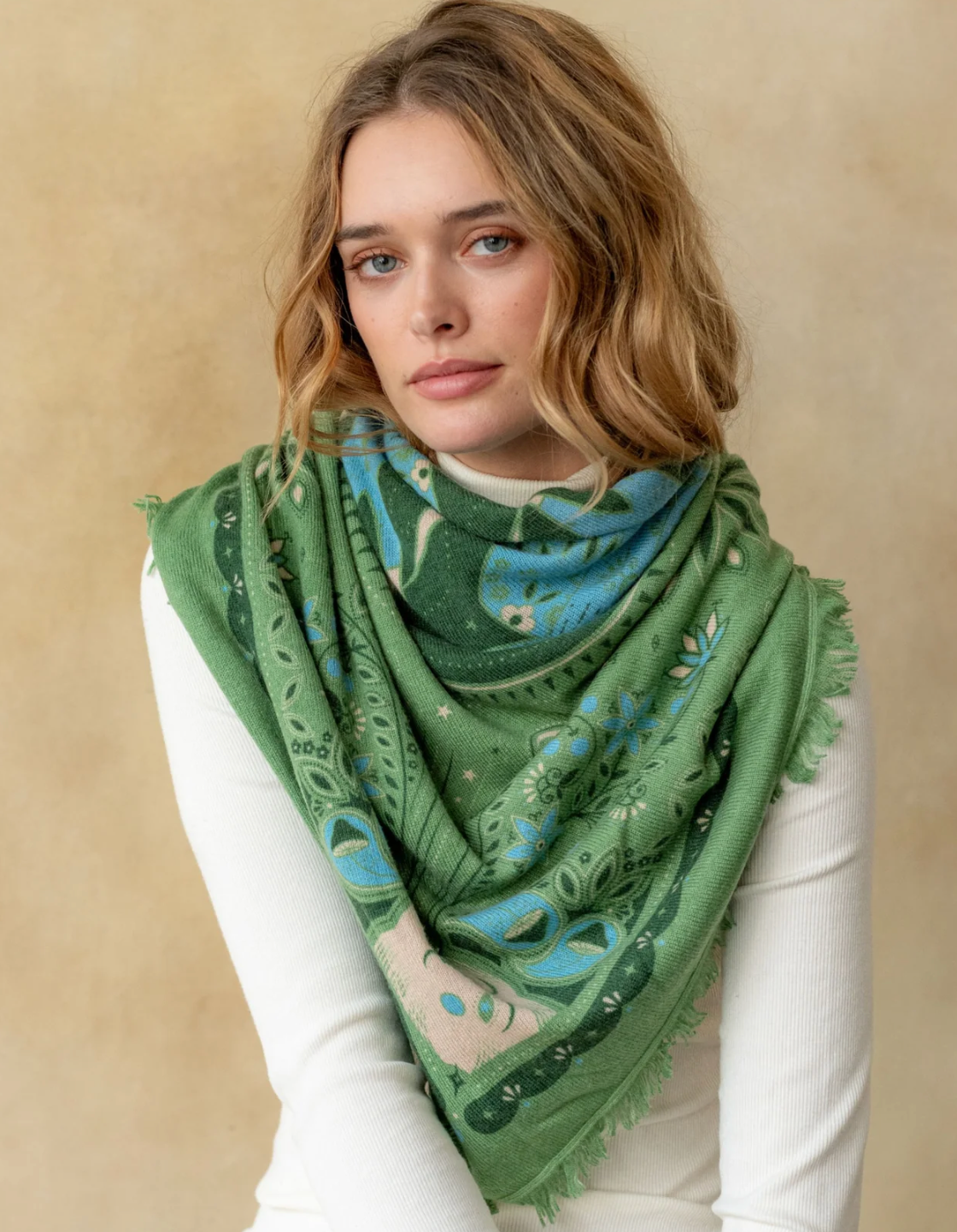 Celestial Bird Cashmere Bandana Sweater Wrap