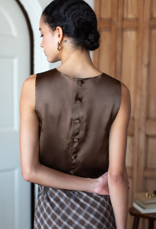 Jeanne Silk Top- Coco