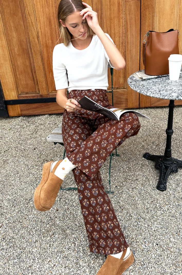 Everyday Pant- Library Flowers Cocoa